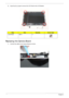 Page 119109Chapter 3
2.Insert the four screws to secure the LCD Panel to the LCD Module.
Replacing the Camera Board
1.Connect the cable to the Camera Board as shown.
StepSizeQuantityScrew Type
LCD Panel M2*3 4 