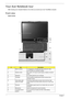 Page 1610Chapter 1
Your Acer Notebook tour
After knowing your computer features, let us show you around your new TravelMate computer.
Front view
Aspire series:
#ItemDescription
1 Built-in camera 1.3 megapixel or 310,000 pixel web camera for video 
communication (for selected models)
2 Display screen Also called LCD (liquid-crystal display), displays computer 
output.
3 Keyboard For entering data into your computer.
4 Touchpad Touch-sensitive pointing device which functions like a 
computer mouse.
5 Click...