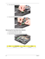 Page 7666Chapter 3
5.Lift the modem board from the system. 
6.Disconnect the cable from the modem board.
Removing the Hard Disk Drive Module 
1.See “Removing the Battery Pack” on page 60.
2.See “Removing the Lower Cover” on page 62.
3.Remove the one screw (A) securing the hard disk drive module. 
StepSize (Quantity)ColorTo r q u e
1 M2 x L4 (1) Black 3.0 kgf-cm 