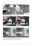 Page 79Chapter 369
NOTE: Avoid pulling on cables directly to prevent damage to the connectors.
NOTE: Use the pull-tabs on FFCs whenever available to prevent damage. 5.Disconnect A as shown.6.Disconnect C as shown.
7.Release the locking latch on B and remove the FFC cable as shown.
8.Release the locking latch on D and remove the FFC cable as shown.
A
C
B
D 