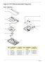 Page 156146Chapter 6
Aspire 5737Z Series Exploded Diagrams
Main Assembly
No.DescriptionAcer P/NNo.DescriptionAcer P/N
1 Strip Cover 60.AZ802.001 6 Thermal 
Module60.AZ802.006
2 Keyboard KB.I1700.004 7 Lower Case 60.AZ802.003
3 Upper Case 60.AZ802.002 8HDD Cover 42.AZ802.001
4 F/P Reader 55.AZA02.001 9 Memory 
Cover42.AZ802.002
5 Mainboard MB.AZ702.001
1
2
3
4
5
6
78
9
7 