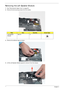 Page 8272Chapter 3
Removing the Left Speaker Module
1.See “Removing the Upper Cover” on page 66.
2.Remove the two securing screws from the module.
3.Remove the adhesive tape as shown.
4.Lift the Left Speaker Module upward to remove it from the chassis.
StepSizeQuantityScrew Type
Left Speaker 
ModuleM2.5*3 2 