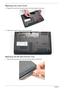 Page 140130Chapter 3
Replacing the Lower Cover
1.Replace the Lower Cover, inserting the tabs on the bottom edge first, as shown. 
2.Tighten the six captive screws in the cover as shown.
   
Replacing the SD Card Dummy Tray
1.Insert the SD Card and push into the slot until flush with the chassis cover. 