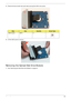 Page 65Chapter 355
5.Remove the two screws (two each side) securing the HDD to the carrier.
6.Lift the HDD carrier to remove.
Removing the Optical Disk Drive Module
1.See “Removing the Hard Disk Drive Module” on page 54.
StepSizeQuantityScrew Type
HDD Carrier M3*3 2 