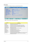 Page 31Chapter 223
Information
The Information screen displays a summary of your computer hardware information.
NOTE: The system information is subject to different models.
ParameterDescription
CPU Type This field shows the CPU type and speed of the system.
CPU Speed This field shows the speed of the CPU.
IDE0 Model Name This field shows the model name of HDD installed on primary IDE master.
IDE1 Model Name This field shows the model name of HDD installed on secondary IDE master.
ATAPI Model Name This field...
