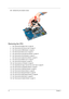 Page 8072Chapter 3
20.Carefully lift up the heatsink module. 
Removing the CPU 
1.See “Removing the Battery Pack” on page 36.
2.See “Removing the SD Dummy Card” on page 37.
3.See “Removing the DIMM Module” on page 38.
4.See “Removing the Back Cover” on page 39.
5.See “Removing the Hard Disk Drive Module” on page 40.
6.See “Removing the WLAN Modules” on page 43.
7.See “Removing the Optical Drive Module” on page 44.
8.See “Removing the Middle Cover” on page 47.
9.See “Removing the Keyboard” on page 49.
10.See...