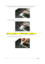 Page 38
30Chapter 1
2.Disconnect the antennas from the WLAN board,  then move them away from the board. 
3. Remove the screws securing the WLAN board. 
4. Remove the WLAN board from its slot (MINI1).
StepTy p e QuantityColorTo r q u e
3 M2 x L4 BZN+NYLOK 2 Black 1.6 kgf-cm +/-15%
Acer Aspire 5910 SG.book  Page  30  Tuesday, May 29, 2007  11:40 AM 