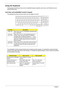 Page 2014Chapter 1
Using the Keyboard
The keyboard has full-sized keys and an embedded keypad, separate cursor keys, one Windows key and 
twelve function keys.
Lock Keys and embedded numeric keypad
The keyboard has three lock keys which you can toggle on and off.
The embedded numeric keypad functions like a desktop numeric keypad. It is indicated by small characters 
located on the upper right corner of the keycaps. To simplify the keyboard legend, cursor-control key symbols 
are not printed on the keys.
Lock...