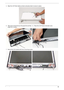 Page 109Chapter 399
4. Align the LCD Panel cable as shown and press down to secure in place.
5. Take care to insert the top of the panel fist and then 
angle the it in place.6. Place the LCD Panel in the back cover.
7. Secure the LCD module with the six securing screws. 