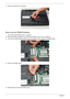 Page 6050Chapter 3
7.Remove the HDD2 cover as shown. 
Removing the DIMM Modules
1. See “Removing the Battery Pack” on page 46.
2.Remove the Memory Module cover. See “Removing the Lower Covers” on page 49.
3.Push out the release latches on both sides of the DIMM socket to release the DIMM module. 
4.Remove the DIMM module. 
5.Repeat steps for the second DIMM module. 