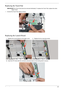 Page 117Chapter 3107
Replacing the Touch Pad
IMPORTANT:The Touch Pad cannot be removed individually. To replace the Touch Pad, replace the entire 
Upper Cover.
1. Connect the Touch Pad cable as shown
Replacing the Launch Board
1. Replace the Launch Board on the upper cover. 2. Replace the four securing screws.
3.Insert the FFC flush with the connector and press down on the locking latch to secure. 