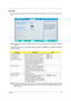 Page 35Chapter 227
Security
The Security screen contains parameters that help safeguard and protect your computer from unauthorized 
use.
NOTE: Please refer to “Remove HDD/BIOS Password” section if you need to know how to remove HDD/BIOS 
Password.
The table below describes the parameters in this screen. Settings in boldface are the default and suggested 
parameter settings.
NOTE: When you are prompted to enter a password, you have three tries before the system halts. Don’t forget 
your password. If you forget...