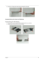 Page 73Chapter 367
9.Loose four LCD hinge screws, then remove two hinges from LCD panel.
Disassembling the External Modules
Disassembling the HDD Module
1.Remove the four screws holding the HDD (hard disk drive) foil; two on each side.
2.Carefully take out the hard disk drive from the HDD foil. 