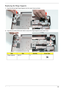 Page 159Chapter 3149
Replacing the Hinge Supports
1.Insert the left and right Hinge Supports into the Lower Cover as shown.
2.Insert the six screws (three each side) to secure the Hinge Supports to the Lower Cover.
StepSizeQuantityScrew Type
Hinge Supports M2.5*4 6 