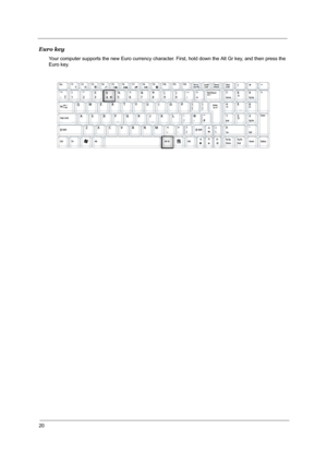 Page 2520
Euro key
Your computer supports the new Euro currency character. First, hold down the Alt Gr key, and then press the 
Euro key.
Fn F6
Fn F7
Fn F8
Fn  
Fn  
Fn  
Fn   