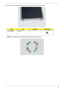 Page 59Chapter 349
4.Remove the four securing screws (two each side) from the LCD Panel brackets.
NOTE: The brackets are paired diagonally and marked as shown below.
StepSizeQuantityScrew Type
LCD Brackets M2*3 NL 4 