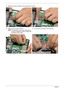 Page 8474Chapter 3
3.Replace the antenna cables in the housing well, as shown.
4.Replace the two antenna cables.
NOTE: The following is the correct cable-color to 
connector designation: Black to MAIN (left) 
and White to AUX (right).5.Connect the LCD cable to the mainboard. 