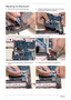 Page 10090Chapter 3
Replacing the Mainboard
1.Place the DC-in port in the Lower Cover.2.Replace the Mainboard by lining up the connector 
bracket before replacing completely.
3.Secure the Mainboard using one (1) screw.4.Connect the AC cable.
5.Run the LVDS cable along the cable channel as 
shown.6.Connect the LVDS cable to the Mainboard. 