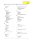 Page 181171
A
AFLASH Utility 51
Antennas 98
Audio 34
B
Battery Pack 60
BIOS 29
package 29
password control 29
ROM size 29
ROM type 29
vendor 29
Version 29
BIOS Supports protocol 29
BIOS Utility 39–51
Navigating 40
Onboard Device Configuration 46
Security 43, 45
System Security 50
Board Layout
Top View
 121
brightness
hotkeys
 15
C
Cache
controller
 30
size 30
caps lock
on indicator
 9
CardBus 35
computer
on indicator
 9
CPU 73
CPU Fan True Value Table 29
D
DIMM Module 63
Display 4
display
hotkeys
 15
E
Error...