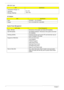 Page 4438Chapter 1
Temperature Range( C)
Operating
Storage (shipping)0 to +50
-40 to +60
AC Adaptor
ItemSpecification
Input  100-240V~ 1.5A, 50-60Hz/
Output 19V 4.74A 90W/19V 3.42A 65W
System Power Management
ACPI modePower Management
Mech. Off (G3) All devices in the system are turned off completely.
Soft Off (G2/S5) OS initiated shutdown. All devices in the system are turned 
off completely.
Working (G0/S0) Individual devices such as the CPU and hard disc may be 
power managed in this state.
Suspend to RAM...