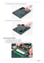 Page 6862Chapter 3
3.Use a plastic screw driver to carefully pry open the lower cover. 
4.Remove the lower cover from the lower case. 
Removing the DIMM 
1.See “Removing the Battery Pack” on page 54.
2.See “Removing the Lower Cover” on page 57..
3.Push out the latches on both sides of the DIMM socket to release the DIMM.  