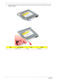 Page 7468Chapter 3
6.Remove the one screw (A) securing the locker bracket and remove the locker bracket from the optical 
disk drive module.   
StepSize (Quantity)ColorTo r q u e
1 M2 x L3 (1) Silver 1.6 kgf-cm 