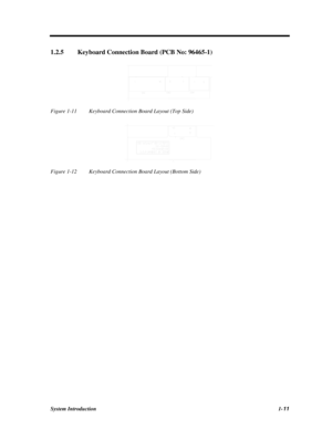 Page 29System Introduction1-111.2.5Keyboard Connection Board (PCB No: 96465-1)Figure 1-11Keyboard Connection Board Layout (Top Side)Figure 1-12Keyboard Connection Board Layout (Bottom Side) 