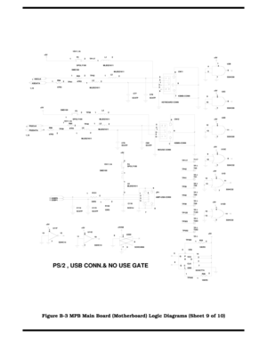 Page 182B-14   MPB Schematic Diagrams
Figure B-3 MPB Main Board (Motherboard) Logic Diagrams (Sheet 9 of 10)
+5V
  4
  5 6 1
4
7
U2B
SSHC00
  9
 10
 8 1
4
7
U2C
SSHC00
 12
 13
11 1
4
7
U2D
SSHC00
 1110 1
4
7
U11E
SSHC14  1312 1
4
7
U11F
SSHC14
+5V
+5V
+5V+5V+5VSB
+5V
  12R25
10KR3
  D 2
CLK 3 Q   5
Q  6VCC14
P
R 4
GND 7
C
L
1
U5A
SOHCT74 TP352
+5V  8
 9 1
4
76U22D
SOHC4066
  9
 10 8 1
4
7
U12C
SSHC32
 12
 1311 1
4
7
U12D
SSHC32  12
 1311 1
4
7
U1D
SSHC32+5V
+5V
  12
R26
10KR3 TP303
  12L1
MLB321611
   1
2...