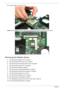 Page 10494Chapter 3
15.Lift up carefully to remove the CPU. 
NOTE: When installing the CPU, make sure to install the CPU with PIN 1 at the corner as shown. 
Removing the Modem Board 
1.See “Removing the Battery Pack” on page 64.
2.See “Removing the SD dummy card” on page 64.
3.See “Removing the ExpressCard dummy card” on page 65.
4.See “Removing the Lower Cover” on page 65.
5.See “Removing the DIMM” on page 66.
6.See “Removing the WLAN Board Modules” on page 67.
7.See “Removing the Hard Disk Drive Module” on...