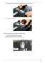 Page 77Chapter 367
3.Push out the latches on both sides of the DIMM socket to release the DIMM. 
4.Remove the DIMM module. 
Removing the WLAN Board Modules
1.See “Removing the Battery Pack” on page 64.
2.See “Removing the Lower Cover” on page 65.
3.Disconnect the antenna cables from the WLAN board.  