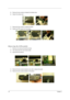Page 5044Chapter 3
5.Remove the two screws to release the wireless door.
6.Detach the wirless door.
7.Remove the two screws to release the MDC.
8.Detach the MDC away from the system.
Removing the LCD module
1.Remove one screw as the picture shows.
2.Then disconnect the LCD coaxial cable.
3.Disconnect the antenna.
4.Remove the two screws located at rear side to release the panel.
5.Remove the two screws located on the bottom. 