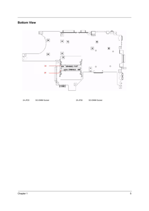 Page 13Chapter 15
Bottom View
24-JP25 SO-DIMM Socket 25-JP26 SO-DIMM Socket 