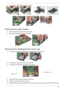 Page 77Chapter 369
6.Disconnect the MDC cable from the MDC board.
Removing the audio module
1.Remove the screw that secures the audio board.
2.Remove the audio board from the mainboard.
Removing the mainboard from lower case
1.Press the button and remove the dummy card from the PCMCIA card slot.
2.Disconnect the speaker cable from the mainboard.
3.Disconnect the microphone cable from the mainboard.
4.Remove the four screws that secure tha mainboard.
5.Detach the mainboard from the lower case.
6.Disconnect the...