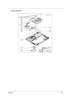 Page 111Chapter 6103
LOGIC UP ASSY
TM420.book  Page 103  Monday, September 23, 2002  10:27 AM 