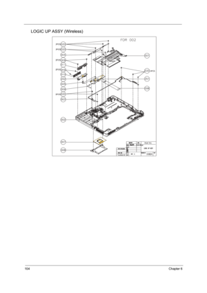 Page 112104Chapter 6
LOGIC UP ASSY (Wireless)
TM420.book  Page 104  Monday, September 23, 2002  10:27 AM 