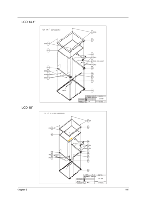 Page 113Chapter 6105
LCD 14.1”
LCD 15”
TM420.book  Page 105  Monday, September 23, 2002  10:27 AM 