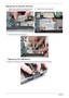 Page 12211 2Chapter 3
Replacing the Modem Module
Replacing the USB Board
1.Replace the USB board on the lower base and secure with the single screw (provided). 1.Align the screw sockets and replace the modem 
module and insert the module in mainboard.2.Replace the two securing screws.
3.Connect the modem cable as shown
. 