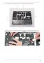 Page 79Chapter 369
4.Turn the computer over and disconnect the seven cables from the mainboard as shown.
Disconnect A as shown. If necessary, remove FFC G 
before beginning.Pull back the securing strip and disconnect B and C 
as shown.
B
E F
GA
D
C
B
C 