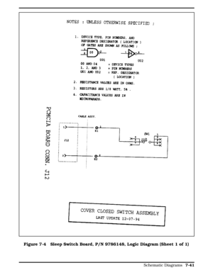 Page 227Figure 7-4 Figure 7-4   Sleep Switch Board, P/N 9786148, Logic Diagram (Sheet 1 of 1)
  
Schematic Diagrams 7-41 