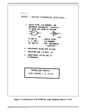 Page 230Figure 7-6 Figure 7-6 LED Board, P/N 9796128, Logic Diagram (Sheet 1 of 2)
  
7-44 Schematic Diagrams 