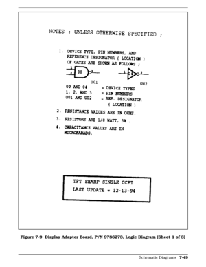 Page 235Figure 7-8 Figure 7-9  Display Adapter Board, P/N 9786273, Logic Diagram (Sheet 1 of 3)
  
Schematic Diagrams 7-49 