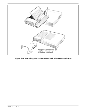 Page 70Adapter Connections for 
a Docked Notebook
Figure 2-8 Installing the EZ-Dock Port Replicator/PlusFigure 2-8  Installing the EZ-Dock/EZ-Dock Plus Port Replicator
  
2-10 Installation 