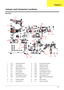 Page 91Chapter 585
Top View
1 CN1 LED Board Connector 12 U12 EC (Keyboard Controller)
2 CN36 LCD Connector 13 CN10 Keyboard Connector
3 U2 LAN Transformer 14 CN12 Touchpad Connector
4 CN4 Modem Hub Connector 15 CN16 PCMCIA Connector
5 U9 LAN Controller 16 CN15 RTC Battery Connector
6 U10 DVI Transmitter 17 CN19 Internal Speaker Connector
7 CN7 Bluetooth Connector 18 CN18 Memory Card Connector
8 CN5 Function Board Connector 19 LED2 Power/Suspend LED
9 CN14 External USB Connector 20 LED3 Battery Charger and...