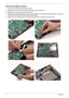 Page 7569Chapter 3
Removing Main Board
1. Disconnect the right and the left speaker cables.
2. Release the DC-in board FFC latch then disconnect the DC-in board FFC.
3. Release the two screws fastening the main board.
4. Detach the main board from edge of the lower case carefully for not causing irreversible damage. Then remove 
the main board from the lower case as the arrow indicates.
5. Release the screw holding the DC-in board then detach the DC-in board from the lower case. 