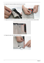 Page 118108Chapter 3
6.Align the 3G module and adhesive strip with the LCD module.
7.Replace the 3G antenna module and secure it in place with the adhesive strip and two screws provided.
8.Replace the cable in the cable channel as shown.  