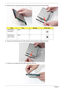 Page 7060Chapter 3
5.Remove the four screws securing the ODD bracket and remove it from the ODD module.
 
6.Remove the ODD board from the ODD module by disconnecting the interface as shown.
7.Insert a pin in the eject hole of the ODD to eject the ODD tray.
StepSizeQuantityScrew Type
ODD Bracket
(red callout)M2*5 2
ODD Bracket
(green callout)M2*3 2 