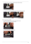 Page 73
Chapter 363
2.Place one hand on the computer for stability and grasp the HDD removal tag.
3. Pull away from the conne ctor and upward as shown to  remove the HDD from the chassis.
Removing the Memory Module
1.Push the two release levers on the memory module outward as shown. 
NOTE: The memory module lifts upward during release.
2. Pull the memory module away from the socket. 