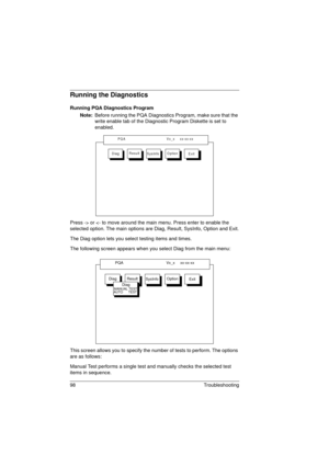 Page 10698 Troubleshooting
Running the Diagnostics
Running PQA Diagnostics Program
Note: 
Before running the PQA Diagnostics Program, make sure that the 
write enable tab of the Diagnostic Program Diskette is set to 
enabled.
Press -> or 