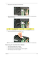 Page 79Chapter 369
6.Disconnect the antenna cables from the WLAN board. 
7.Move the antenna away from the WLAN board and remove the two screws (C) on the WLAN board to 
release the WLAN board.   
8.Detach the WLAN board from the WLAN socket. 
NOTE:  When attaching the antenna back to the WLAN board, make sure the cable are arranged properly. 
Removing the Hard Disk Drive Module 
1.See “Removing the Battery Pack” on page 62.
2.See “Removing the SD dummy card” on page 63.
3.See “Removing the PC and ExpressCard...