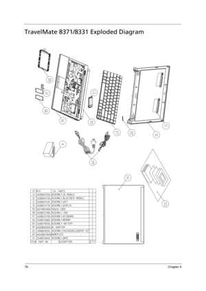 Page 8678Chapter 6
TravelMate 8371/8331 Exploded Diagram 